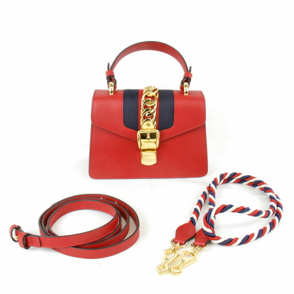 GUCCI Red Leather Sylvie Shoulder Bag - Picture 10 of 10